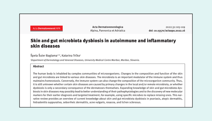 EL PAPEL DE LA DISBIOSIS INTESTINAL Y CUTÁNEA EN LA APARICIÓN DE DERMATOSIS CRÓNICAS INFLAMATORIAS Y AUTOINMUNES -INTEGRADERM-LAURA MOYA